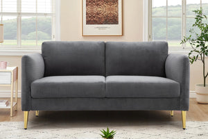 English Elm 60.63" Wide Corduroy Upholstered Loveseat Mid-century Tapered Legs Apartment Seating Grey B2735P390631