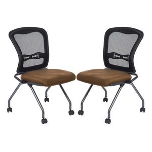 OSP Home Furnishings Soft-flex Pro-line Ii Folding Chair with Progrid Mesh Back and Lumbar Support Taupe 84220-232