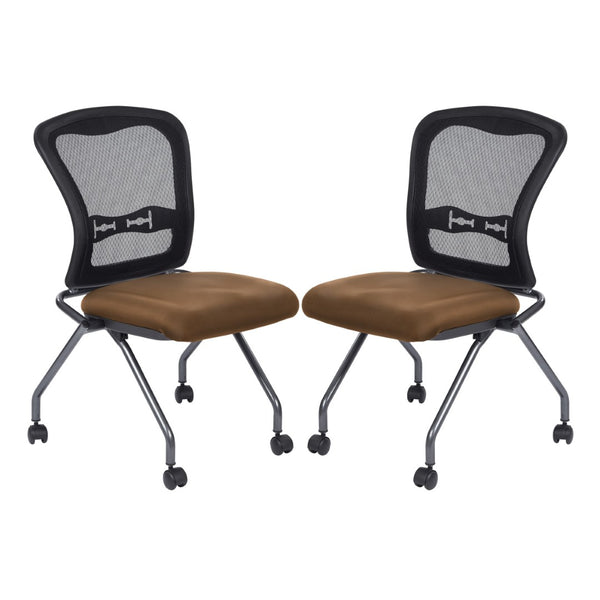 OSP Home Furnishings Soft-flex Pro-line Ii Folding Chair with Progrid Mesh Back and Lumbar Support Taupe 84220-232