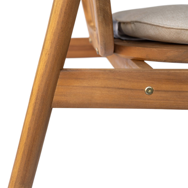 English Elm Christopher Knight Home® - Meja Teak+ Beige Dining Chair Set of 2 with Eucalyptus Legs, Vertical Slat Back & Beige Cushions N775P282728T