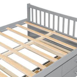 English Elm Full Size Daybed with Trundle Twin Pullout and Three Storage Drawers for Guest Rooms LP100341AAE