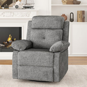 English Elm Small Rocker Swivel Recliner Chair with 360° Swivel, 30° Rocking & Adjustable Recline for Comfort Stone Gray T3623P379624