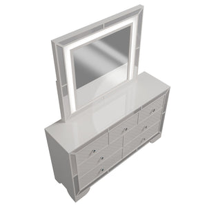 English Elm Contemporary Mirrored Glass Dresser with Diamond Knobs Cream Glam Bedroom Storage B011P448761
