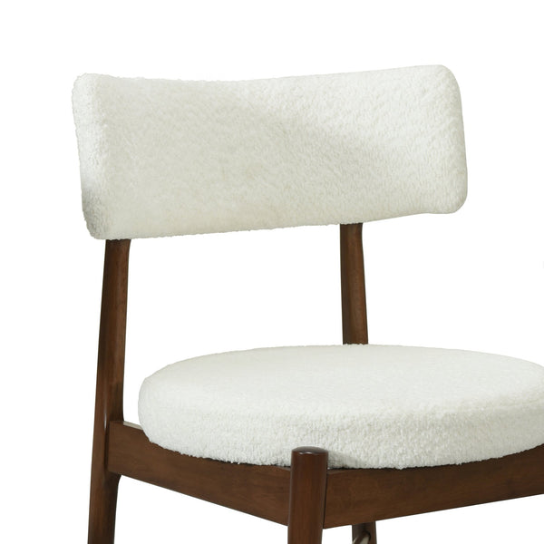 English Elm Christopher Knight Home® - Mid Century Modern Counter Stools Set Of 2 - Stylish Walnut Frame With Plush Beige Boucle Seats N771P205427T