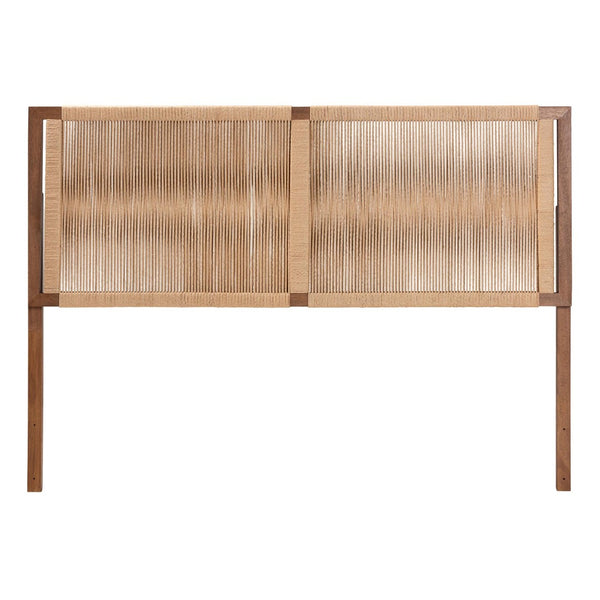 English Elm Modern Bayur Wood Queen Headboard with Woven Rattan Panel Boho Bedroom Accent B2750P467685