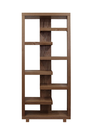 English Elm Laurel Canyon 80" Bookcase — Oak solids & veneers, six alternating shelves, rustic-modern display piece ready Brown B108P292286
