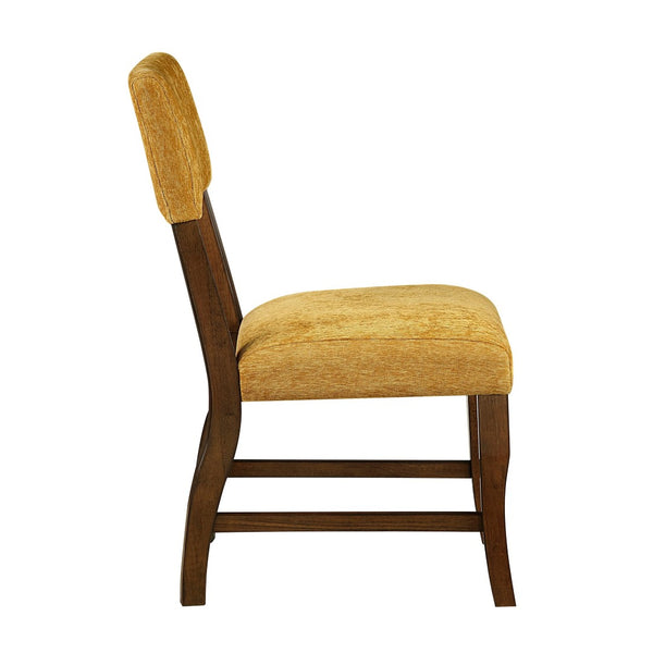 English Elm Contemporary High Back Chenille Dining Chairs Solid Wood Frame Upholstered Set Brown,Mustard B011P439064