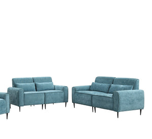 English Elm Rossa Two Piece Chenille Sofa Set with Pocket Coil Support and Metal Legs Blue B2749S00082