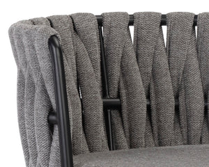 Sunpan Sarai Contemporary Barstool with Unique Weaved Backrest and Black Powder-Coated Steel Frame Belfast Koala Grey