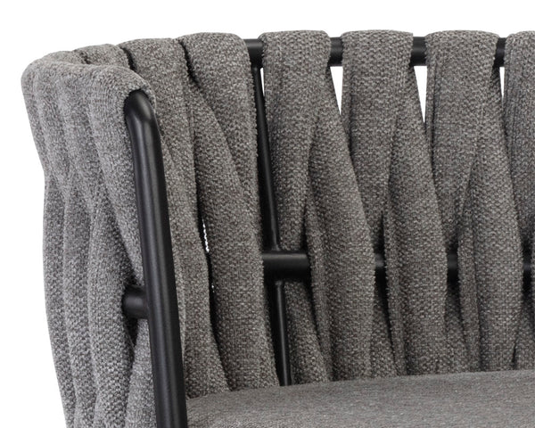 Sunpan Sarai Contemporary Barstool with Unique Weaved Backrest and Black Powder-Coated Steel Frame Belfast Koala Grey