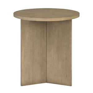 JLA Home Martha Stewart - Accent sculptural round starburst veneer table — compact nightstand or end table with durable finish Reclaimed Greige MT120-0187