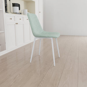 English Elm A modern linen padded dining chair set of 4 with ergonomic high back, sturdy white metal legs, comfy seats Green W2189P190476