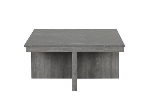 English Elm 5pc Faux Marble Lift Top Coffee Table Set with Four Fabric Storage Ottomans in Grey B011P427263