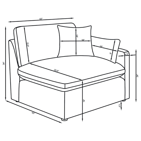 English Elm Greeley Six Piece Modular Sectional with Ottoman Feather Blend Cushions Track Arms B062S01555