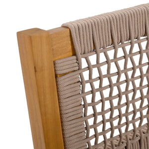 English Elm Braided Rope and Acacia Wood Dining Chair Set Coastal Farmhouse Woven Seating Pair N779P202840T