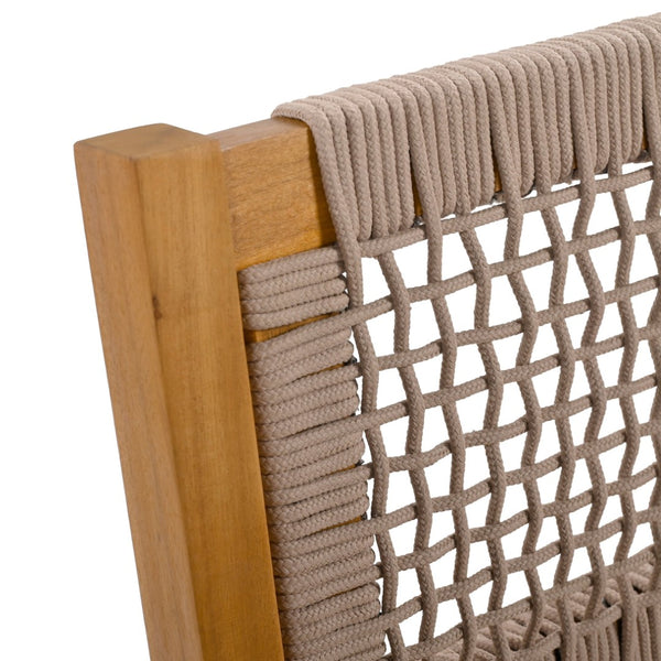 English Elm Braided Rope and Acacia Wood Dining Chair Set Coastal Farmhouse Woven Seating Pair N779P202840T