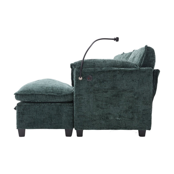 English Elm United Oversized 112" Sectional Sofa Cloud Couch - Modern Chenille L-Shaped With Storage Ottoman & Usb W1568S00191-GIGA