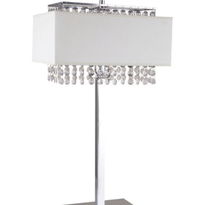 English Elm 28" Elegant Metal Table Lamp with Crystal Strand Inner Shade and White Linen Outer Shade, UL Listed Multicolor B072116151