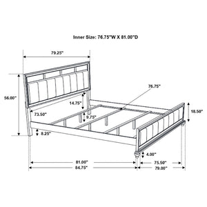 English Elm Randall Glam Eastern King Bedroom Set White Lacquer Crystal Hardware Tufted Bed B062S01799