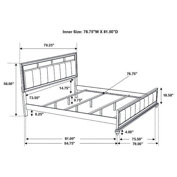 English Elm Randall Glam Eastern King Bedroom Set White Lacquer Crystal Hardware Tufted Bed B062S01799