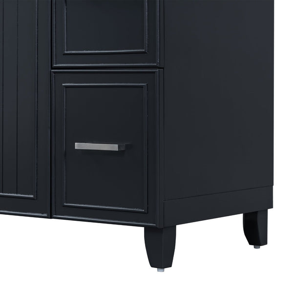 English Elm 36" Matte Black Shaker Vanity with Resin Sink Solid Wood 3 Drawer Soft Close SV000003AAB