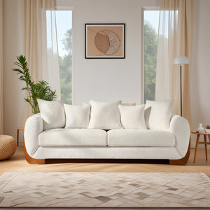 English Elm Modern 3-Seater Sofa with Wooden Legs, Lambswool Cushions & Sturdy Frame for Stylish Living Spaces Beige W2817P271187