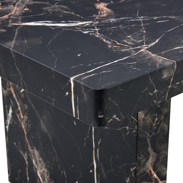 English Elm Table and Chair Set 7 Piece Marble Pattern Mdf Top with Linen Dining Seats Black,Light Gray W1151S03920