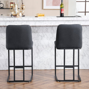English Elm Set Of 2 Modern Upholstered Bar Stools With Button-Tufted High Back For Kitchen Or Dining Room Comfort W1901P225272-GIGA