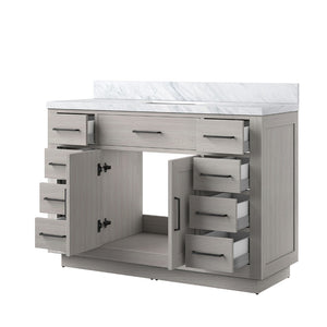 English Elm White Oak Single Bath Vanity 48" W X 22" D With Luxurious Carrara Marble Top & Soft-Close Drawers B2731P257717-GIGA