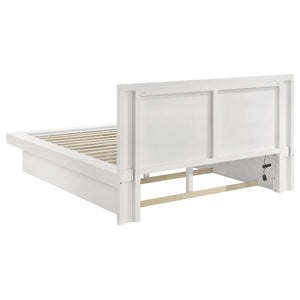English Elm Tokyo Snow White Queen LED Panel Bed with Structured Headboard, Energy-Saving Lighting, Classic Crisp Finish B062S00658