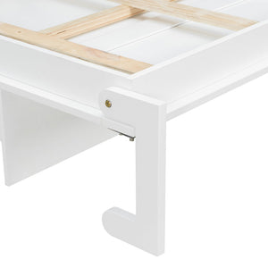 English Elm Twin Murphy Bed with Rattan Cabinet Doors Led Lighting and Usb Charging for Small Spaces White LP000740AAK