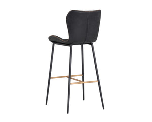 Sunpan Lyla Stylish Barstool Set of 2 with Diamond-Stitched Seat and Chic Gold Accents for Modern Spaces Antique Black
