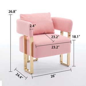 English Elm Ts Teddy Fleece Accent Chair Set Two Plush Seats Gold Square Legs Glam Decor Pink W2311P190459