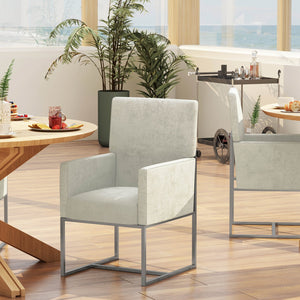 English Elm Element Metal Velvet Dining Chair with Chrome Stainless Steel Frame, High-Back Comfort, 300lb Capacity Champagne B365P397837