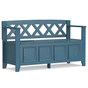English Elm Amherst Rustic Coastal Storage Bench with Lift-Up Seat, Solid Pine, Distressed Blue Finish, 48" B136P364311