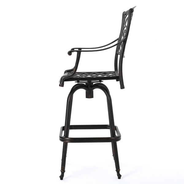 English Elm Christopher Knight Home® - WATERBURY Paris Copper Cast Barstool – Elegant Swivel Aluminum Patio Stool with Antique Finish and Rust‑Resistant Hardware 60006.00