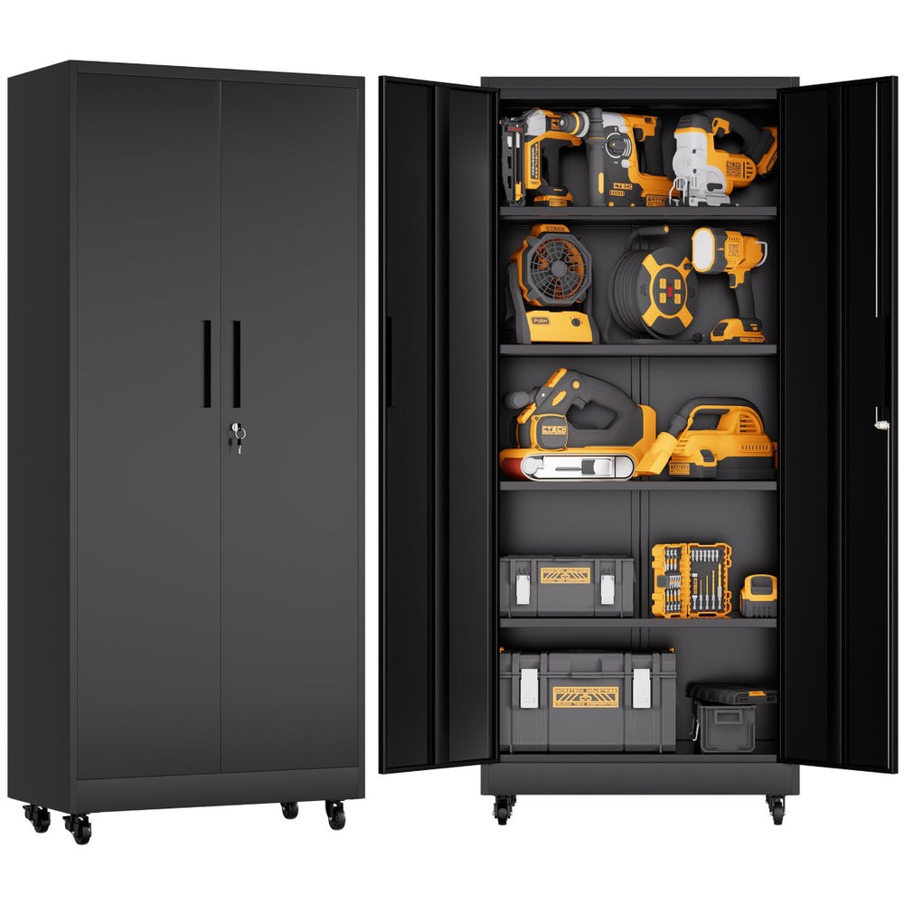 English Elm Metal Lockable Steel Cabinet Two Adjustable Shelves Garage Office Utility Storage T2398P442668