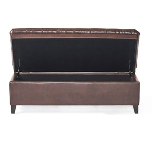 English Elm Christopher Knight Home® - Juliana Storage Ottoman - Elegant Tufted Faux Leather Bench With Hidden Storage For Your Home 57741.00BRN