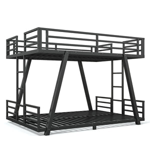 English Elm Twin Over Metal Bunk Bed with Led Lights Usb Ports Drawers and Sofa Conversion W5305S00054