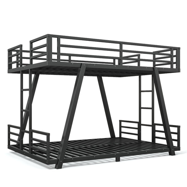 English Elm Twin Over Metal Bunk Bed with Led Lights Usb Ports Drawers and Sofa Conversion W5305S00054