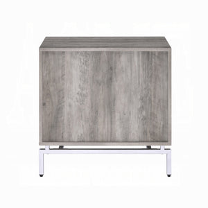 English Elm White Oak Finish Nightstand with Drawers and Open Shelf, 24" W x 16" D x 24" H, Durable Bedside Table Gray,White 21 L x 28 W x 8 H B2741P323125