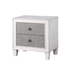 English Elm Katia Rustic Gray Night Stand with Weathered White Finish, Felt-Lined Drawer & Full-Extension Glides B2726P248050