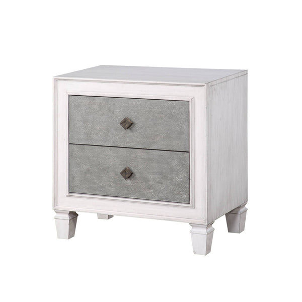 English Elm Katia Rustic Gray Night Stand with Weathered White Finish, Felt-Lined Drawer & Full-Extension Glides B2726P248050