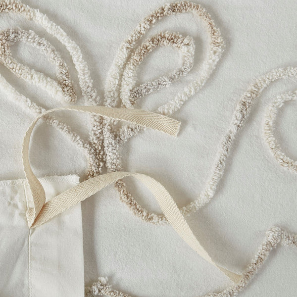 English Elm King/Cal Violette 3-Piece Tufted Cotton Chenille Duvet Cover Set — Ivory Taupe Medallion, Button Closure, Cozy Texture B03597352