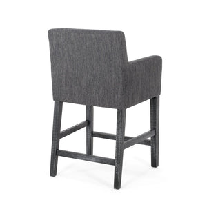 English Elm Upholstered Counter Stool with Arms Rubberwood Frame for Kitchen Island or Home Bar N780P365871C