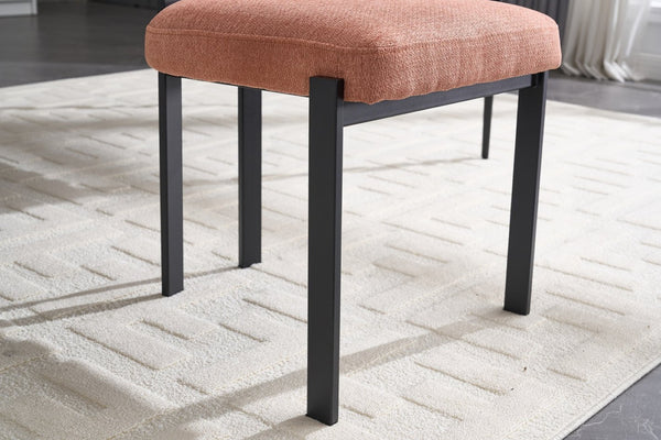 English Elm Modern Boucle Tufted Dining Chairs Set of 2 Mid-century Matte Leg Kitchen Seating Black,Orange W3244P296984