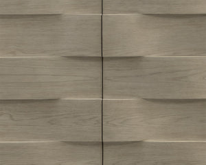 Sunpan Hoyos Sideboard - Elegant Light Wash Finish with Curved Panels & Warm Brass Handles for Modern Spaces