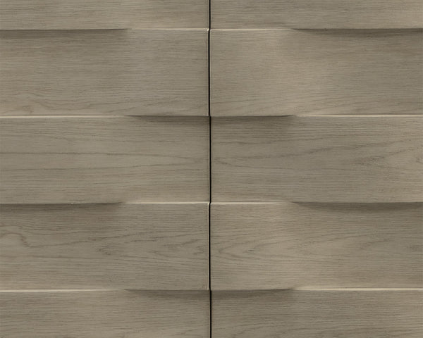 Sunpan Hoyos Sideboard - Elegant Light Wash Finish with Curved Panels & Warm Brass Handles for Modern Spaces