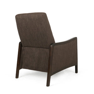 English Elm Christopher Knight Home® - Fabric Recliner Chair Mid-Century Push-Back Upholstered Armchair with Thick Cushion and Birch Frame Brown 70449.00BRN