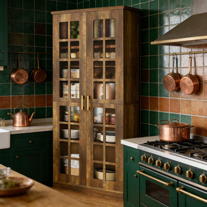 English Elm Tall Pantry Cabinet with Acrylic Doors Adjustable Shelves Modern Rustic Kitchen Storage T3971P452398